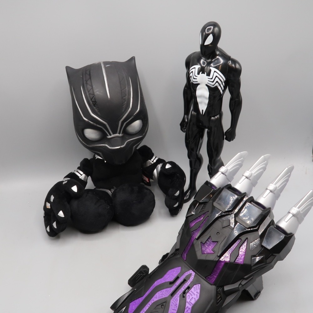 Black Panther Talking Plush, Claw Hand, and 12 inch figure Toy Lot